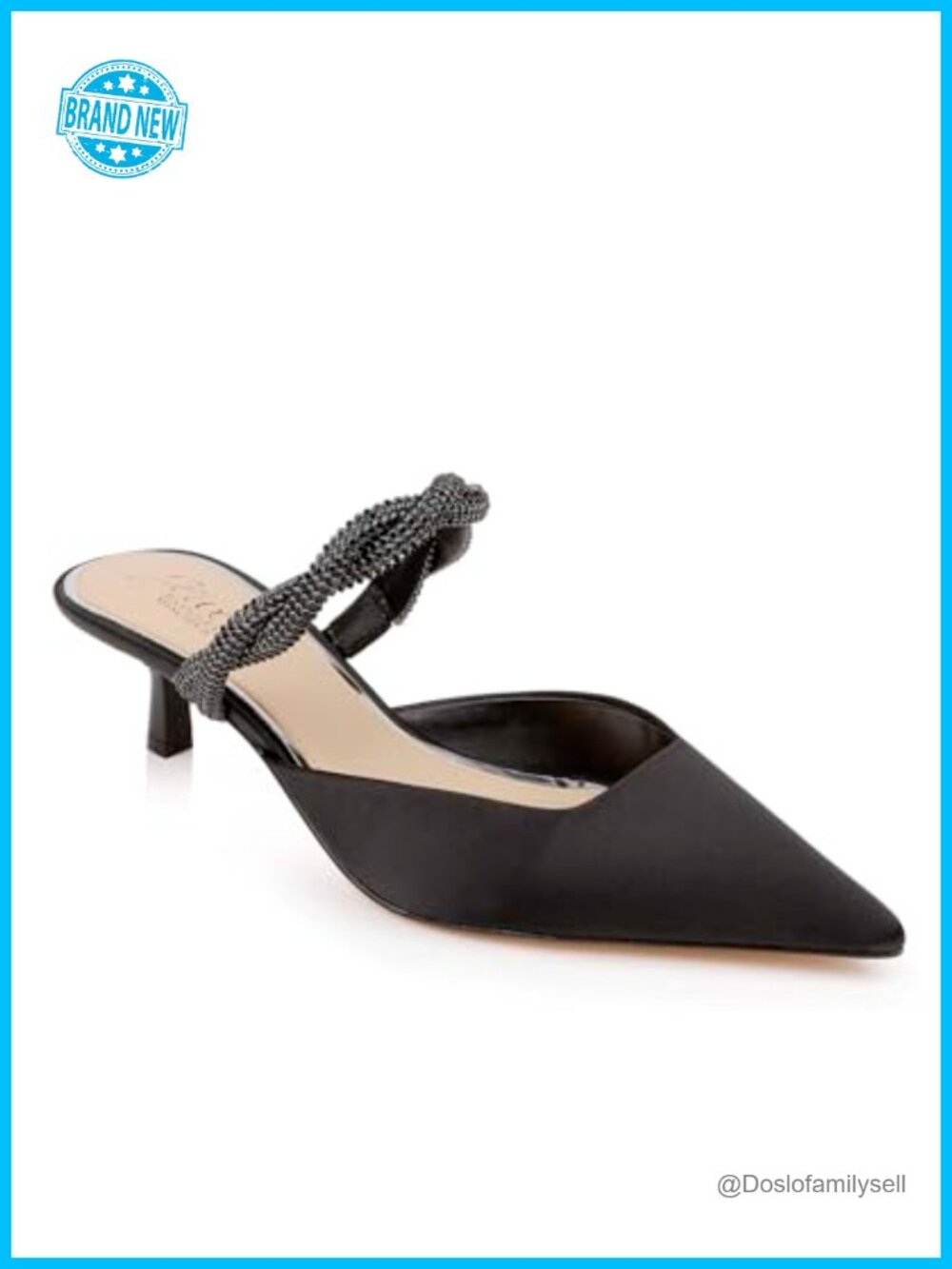 Kitten Heel Mules with Braided Jeweled Strap